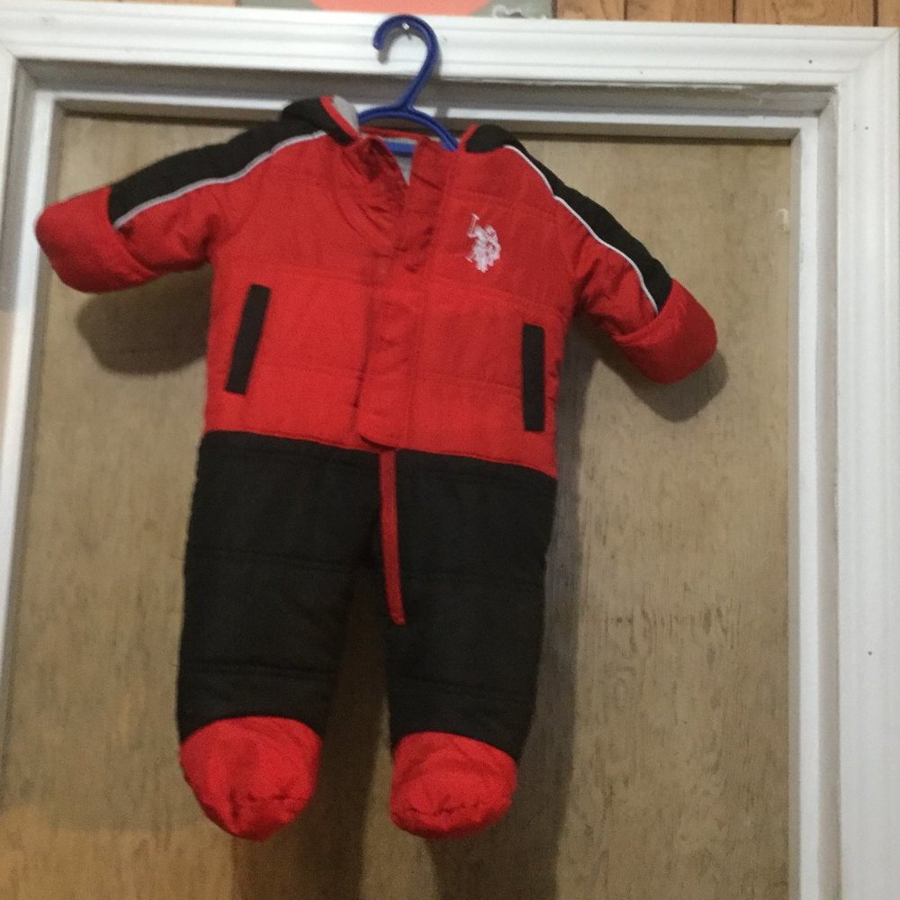 U.S. Polo Assn. one piece snowsuit size 6/9 months excellent used condition